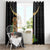 Hawaii Plumeria Lei Window Curtain Tiki and Kakau Pattern Black Color