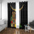 Hawaii Plumeria Lei Window Curtain Tiki and Kakau Pattern Black Color