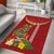 Hawaii Plumeria Lei Area Rug Tiki and Kakau Pattern Red Color