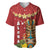 Hawaii Plumeria Lei Baseball Jersey Tiki and Kakau Pattern Red Color