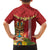 Hawaii Plumeria Lei Family Matching Long Sleeve Bodycon Dress and Hawaiian Shirt Tiki and Kakau Pattern Red Color