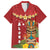 Hawaii Plumeria Lei Family Matching Long Sleeve Bodycon Dress and Hawaiian Shirt Tiki and Kakau Pattern Red Color