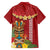 Hawaii Plumeria Lei Family Matching Long Sleeve Bodycon Dress and Hawaiian Shirt Tiki and Kakau Pattern Red Color