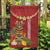 Hawaii Plumeria Lei Garden Flag Tiki and Kakau Pattern Red Color