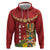 Hawaii Plumeria Lei Hoodie Tiki and Kakau Pattern Red Color