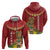 Hawaii Plumeria Lei Hoodie Tiki and Kakau Pattern Red Color