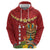 Hawaii Plumeria Lei Hoodie Tiki and Kakau Pattern Red Color