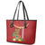 Hawaii Plumeria Lei Leather Tote Bag Tiki and Kakau Pattern Red Color