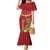 Hawaii Plumeria Lei Mermaid Dress Tiki and Kakau Pattern Red Color