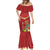 Hawaii Plumeria Lei Mermaid Dress Tiki and Kakau Pattern Red Color