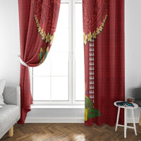 Hawaii Plumeria Lei Window Curtain Tiki and Kakau Pattern Red Color LT03 - Polynesian Pride