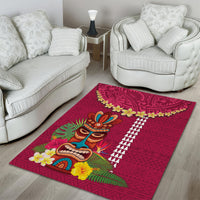 Hawaii Plumeria Lei Area Rug Tiki and Kakau Pattern Pink Color LT03 - Polynesian Pride