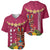 Hawaii Plumeria Lei Baseball Jersey Tiki and Kakau Pattern Pink Color