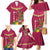 Hawaii Plumeria Lei Family Matching Mermaid Dress and Hawaiian Shirt Tiki and Kakau Pattern Pink Color