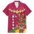 Hawaii Plumeria Lei Family Matching Off The Shoulder Long Sleeve Dress and Hawaiian Shirt Tiki and Kakau Pattern Pink Color