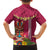 Hawaii Plumeria Lei Family Matching Off Shoulder Short Dress and Hawaiian Shirt Tiki and Kakau Pattern Pink Color