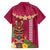 Hawaii Plumeria Lei Family Matching Off Shoulder Short Dress and Hawaiian Shirt Tiki and Kakau Pattern Pink Color