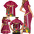 Hawaii Plumeria Lei Family Matching Short Sleeve Bodycon Dress and Hawaiian Shirt Tiki and Kakau Pattern Pink Color