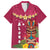 Hawaii Plumeria Lei Family Matching Short Sleeve Bodycon Dress and Hawaiian Shirt Tiki and Kakau Pattern Pink Color