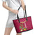 Hawaii Plumeria Lei Leather Tote Bag Tiki and Kakau Pattern Pink Color