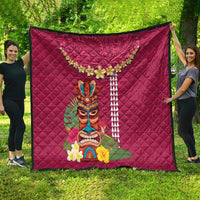 Hawaii Plumeria Lei Quilt Tiki and Kakau Pattern Pink Color LT03 - Polynesian Pride