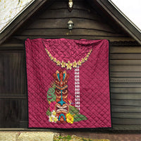 Hawaii Plumeria Lei Quilt Tiki and Kakau Pattern Pink Color LT03 - Polynesian Pride