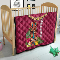 Hawaii Plumeria Lei Quilt Tiki and Kakau Pattern Pink Color LT03 - Polynesian Pride