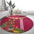 Hawaii Plumeria Lei Round Carpet Tiki and Kakau Pattern Pink Color