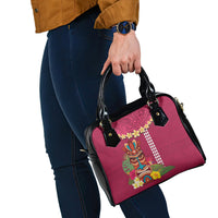 Hawaii Plumeria Lei Shoulder Handbag Tiki and Kakau Pattern Pink Color LT03 - Polynesian Pride