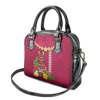 Hawaii Plumeria Lei Shoulder Handbag Tiki and Kakau Pattern Pink Color LT03 - Polynesian Pride