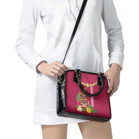 Hawaii Plumeria Lei Shoulder Handbag Tiki and Kakau Pattern Pink Color LT03 - Polynesian Pride