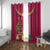 Hawaii Plumeria Lei Window Curtain Tiki and Kakau Pattern Pink Color