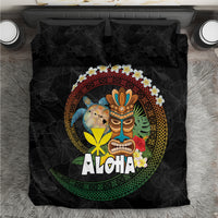 Aloha Hawaii Bedding Set Kanaka Maoli with Polynesian Spiral Plumeria LT03 Black - Polynesian Pride