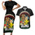 Aloha Hawaii Couples Matching Short Sleeve Bodycon Dress and Hawaiian Shirt Kanaka Maoli with Polynesian Spiral Plumeria