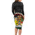 Aloha Hawaii Long Sleeve Bodycon Dress Kanaka Maoli with Polynesian Spiral Plumeria