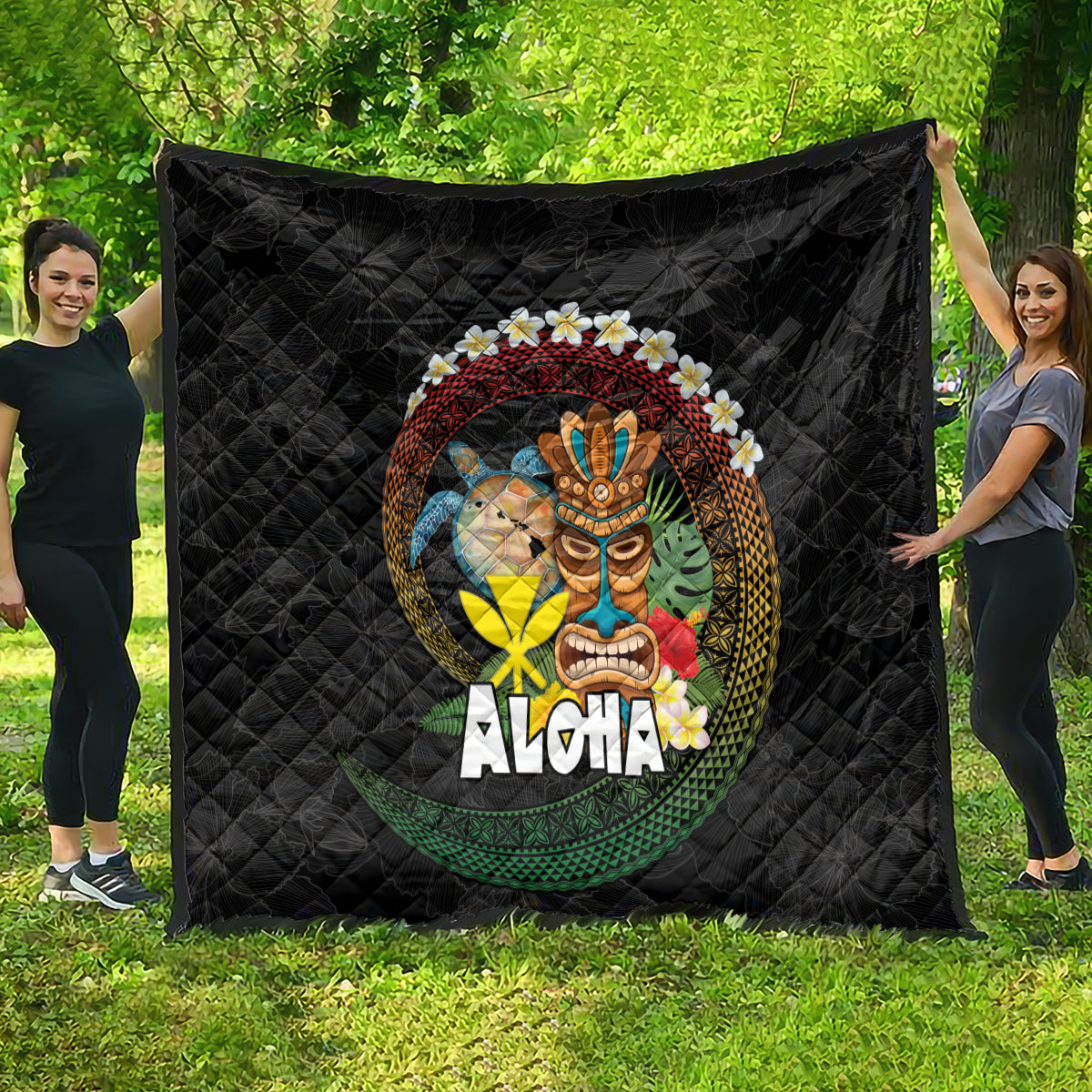 Aloha Hawaii Quilt Kanaka Maoli with Polynesian Spiral Plumeria LT03 - Polynesian Pride