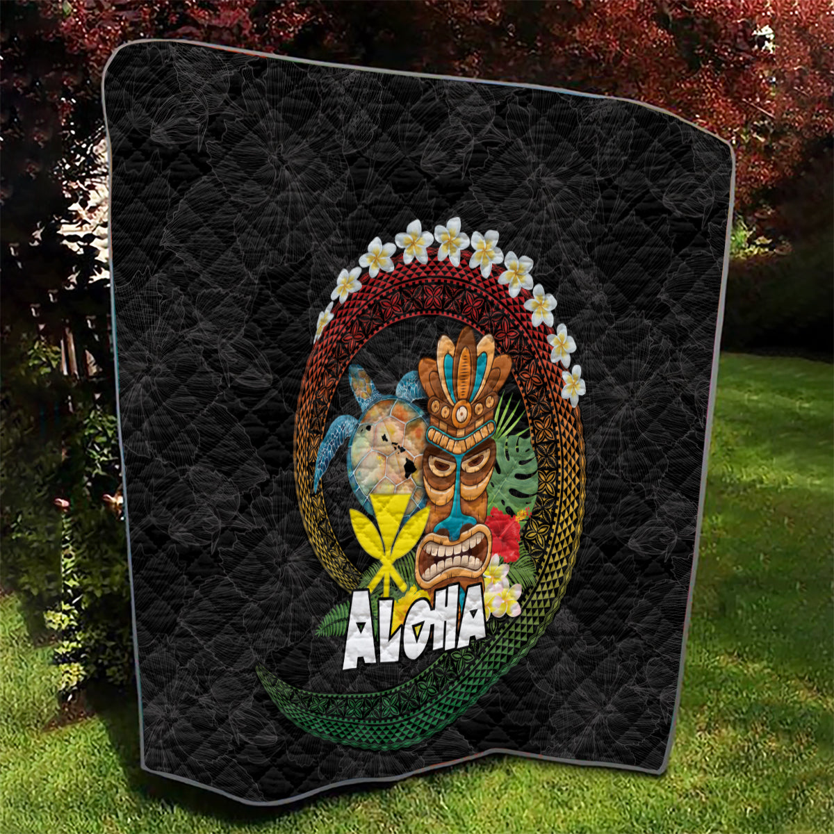 Aloha Hawaii Quilt Kanaka Maoli with Polynesian Spiral Plumeria LT03 - Polynesian Pride