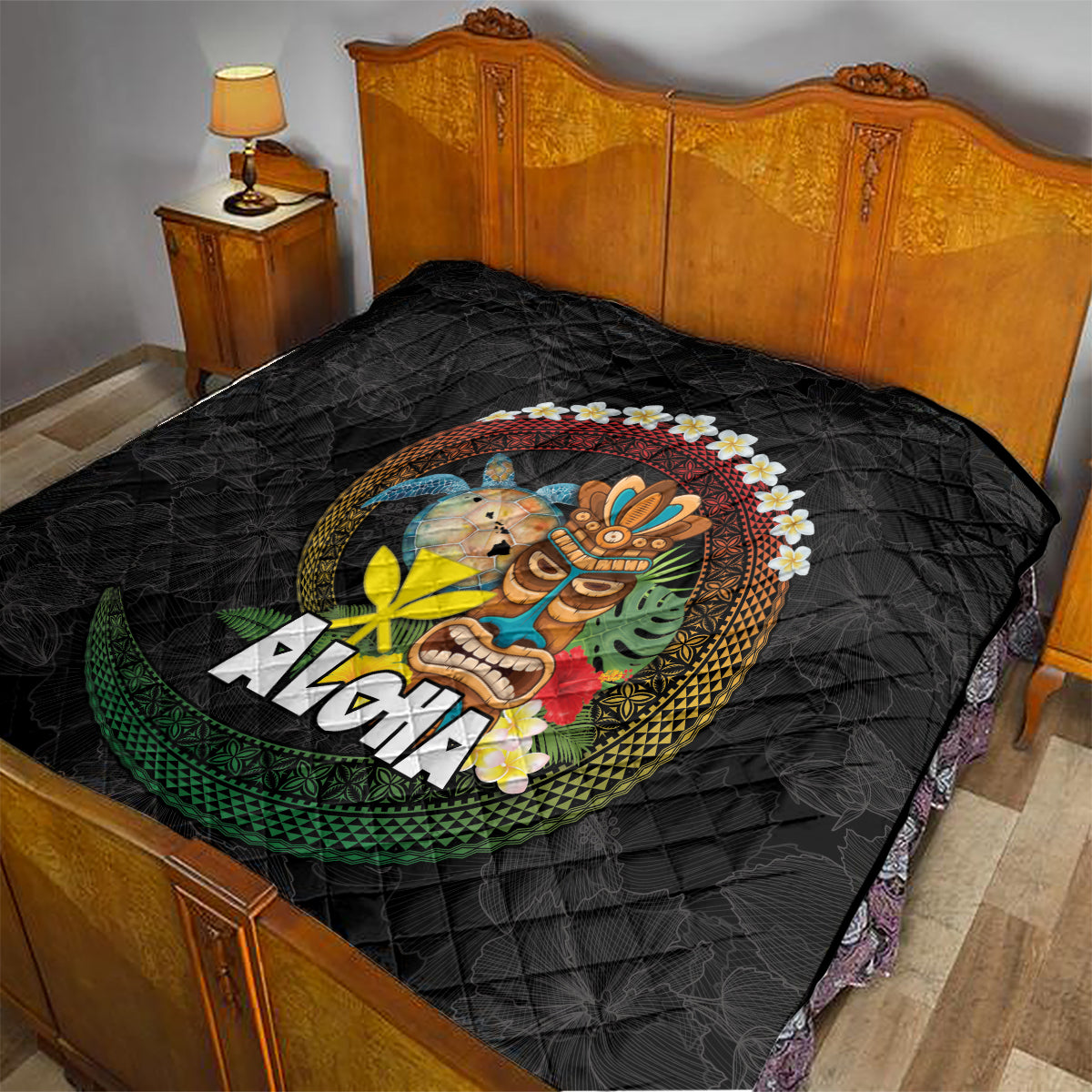 Aloha Hawaii Quilt Kanaka Maoli with Polynesian Spiral Plumeria LT03 - Polynesian Pride