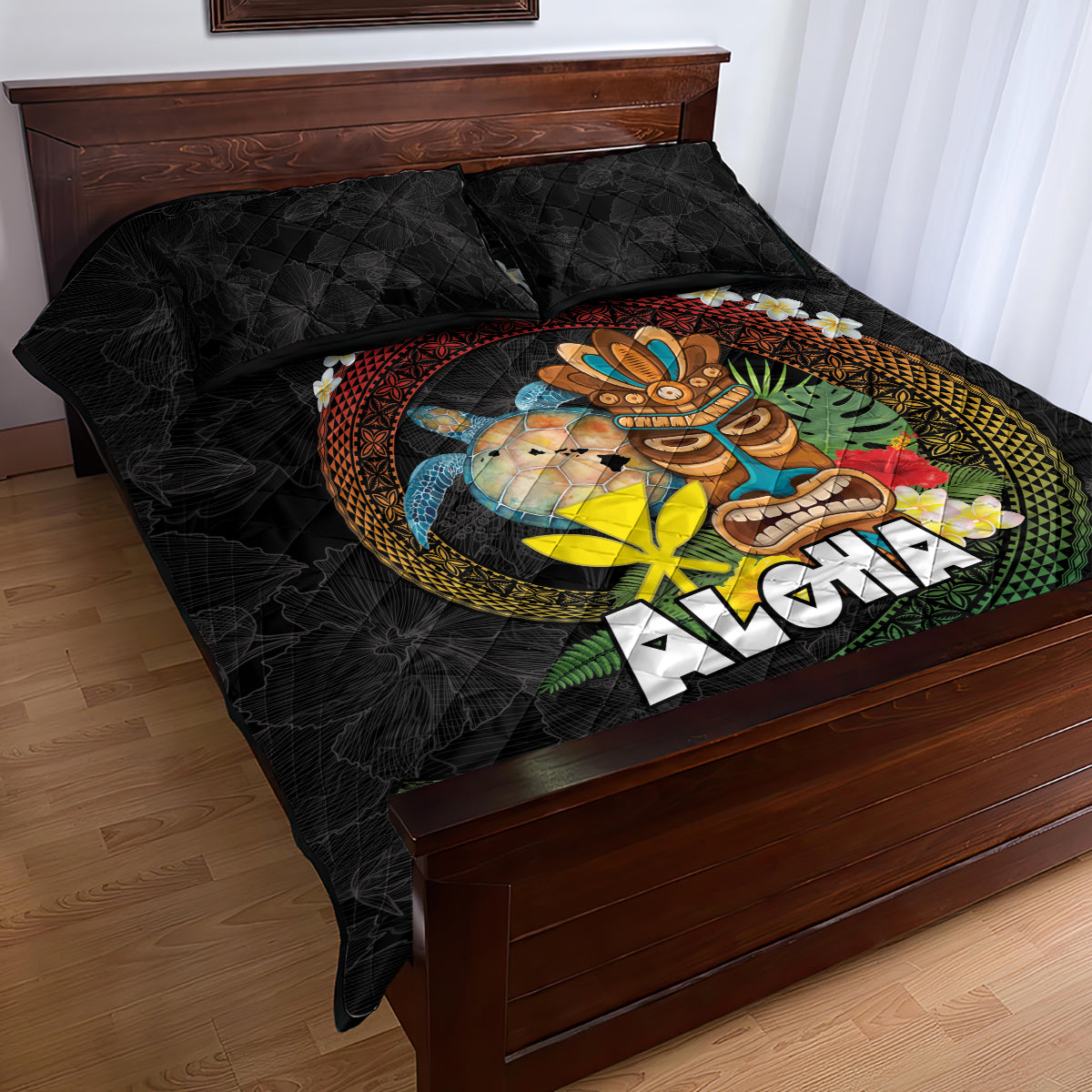 Aloha Hawaii Quilt Bed Set Kanaka Maoli with Polynesian Spiral Plumeria LT03 - Polynesian Pride