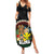 Aloha Hawaii Summer Maxi Dress Kanaka Maoli with Polynesian Spiral Plumeria