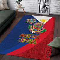 Philippines MassKara Area Rug Filipino Carnival Mask and Polynesian Pattern LT03 Blue - Polynesian Pride