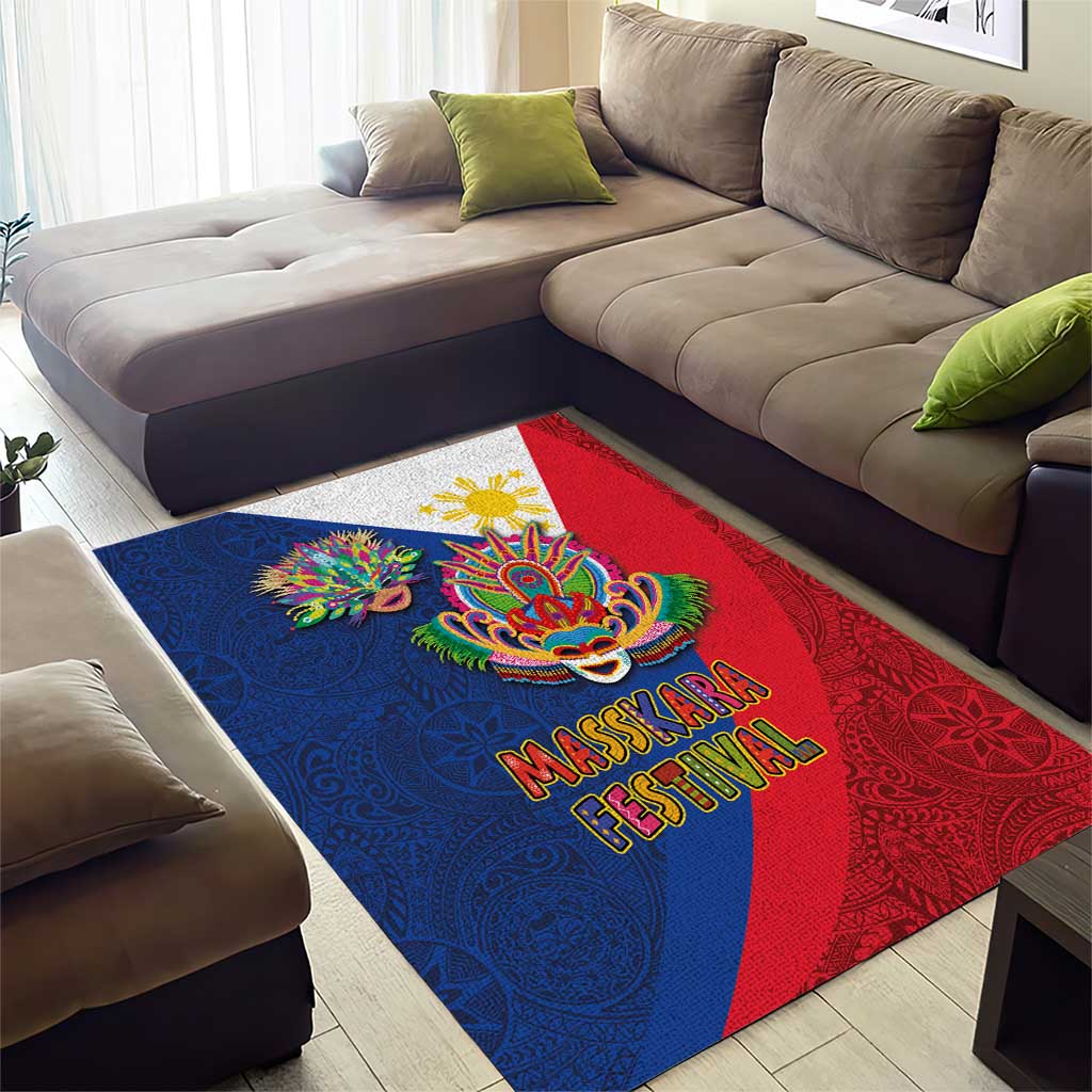 Philippines MassKara Area Rug Filipino Carnival Mask and Polynesian Pattern LT03 - Polynesian Pride