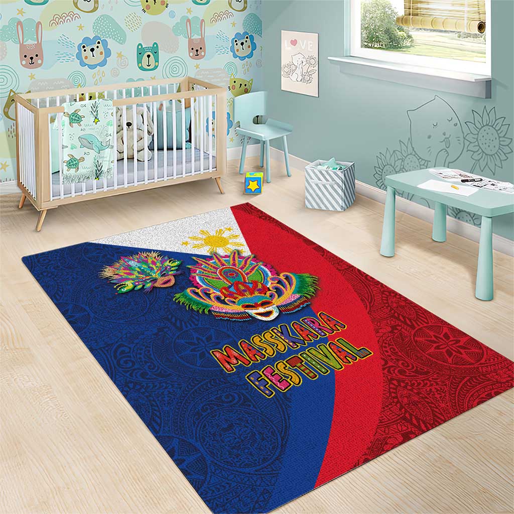 Philippines MassKara Area Rug Filipino Carnival Mask and Polynesian Pattern LT03 - Polynesian Pride