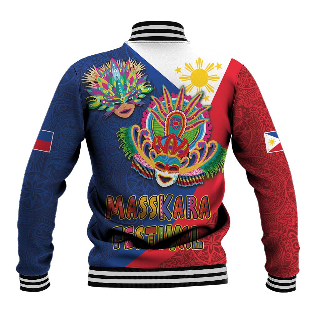 Philippines MassKara Baseball Jacket Filipino Carnival Mask and Polynesian Pattern LT03 - Polynesian Pride
