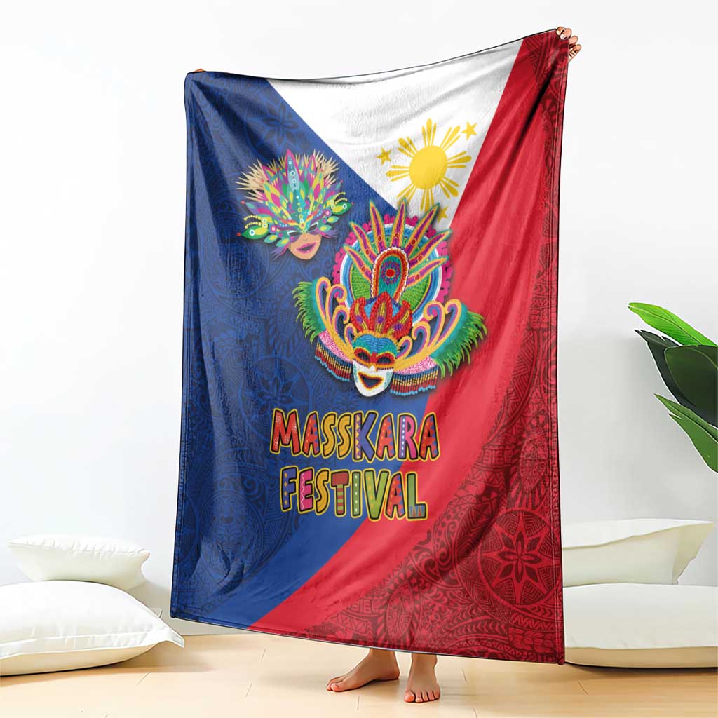 Philippines MassKara Blanket Filipino Carnival Mask and Polynesian Pattern LT03 - Polynesian Pride