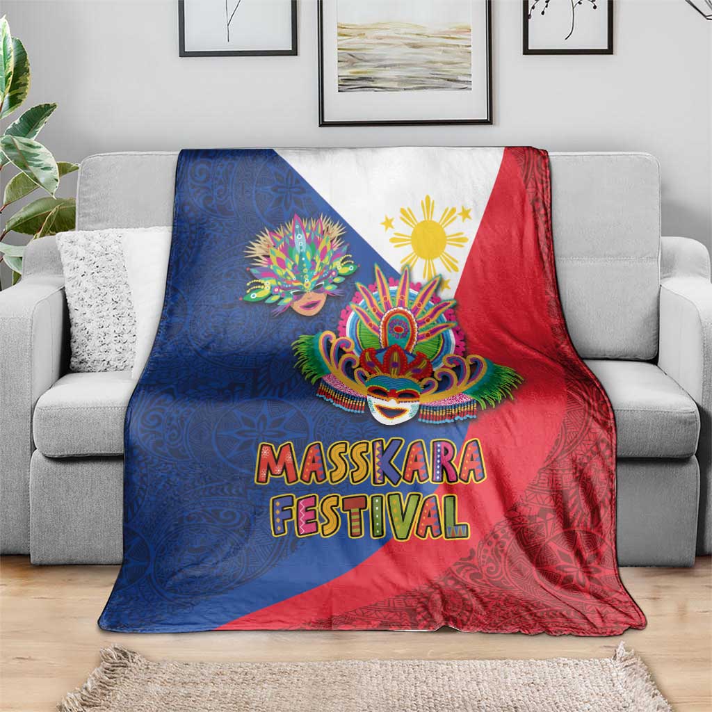 Philippines MassKara Blanket Filipino Carnival Mask and Polynesian Pattern LT03 - Polynesian Pride