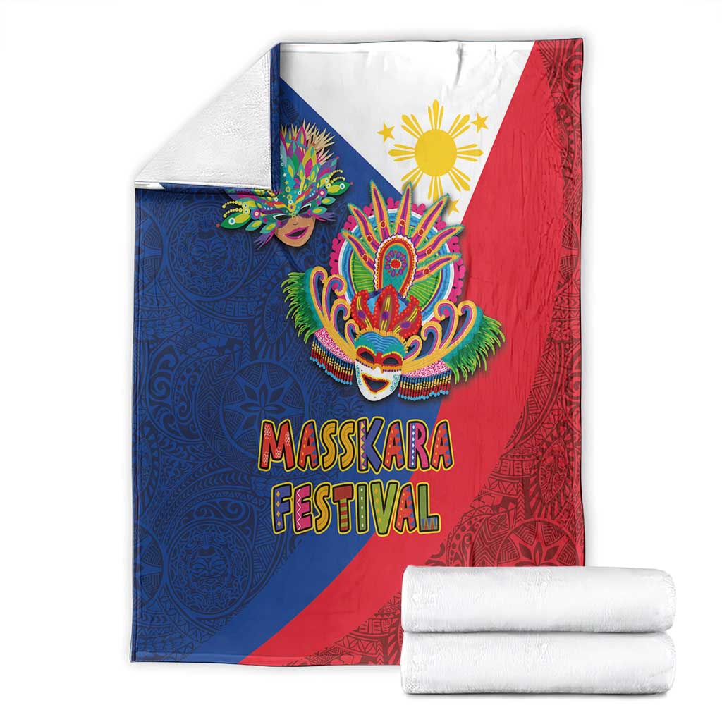 Philippines MassKara Blanket Filipino Carnival Mask and Polynesian Pattern LT03 - Polynesian Pride