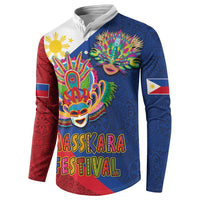 Philippines MassKara Button Sweatshirt Filipino Carnival Mask and Polynesian Pattern LT03 - Polynesian Pride