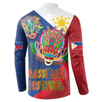 Philippines MassKara Button Sweatshirt Filipino Carnival Mask and Polynesian Pattern LT03 - Polynesian Pride