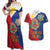 Philippines MassKara Couples Matching Off Shoulder Maxi Dress and Hawaiian Shirt Filipino Carnival Mask and Polynesian Pattern